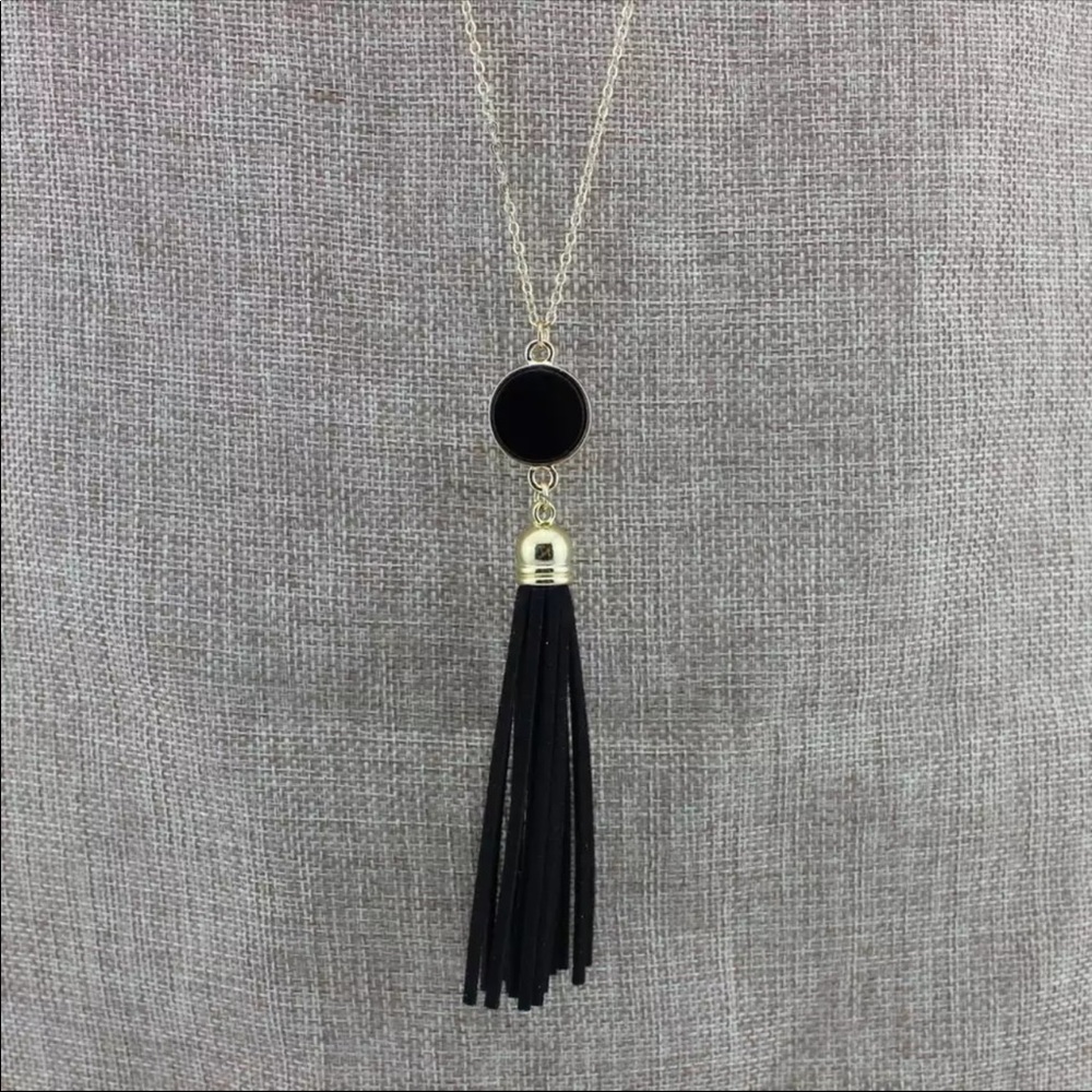 Long Tassel silver tone necklace